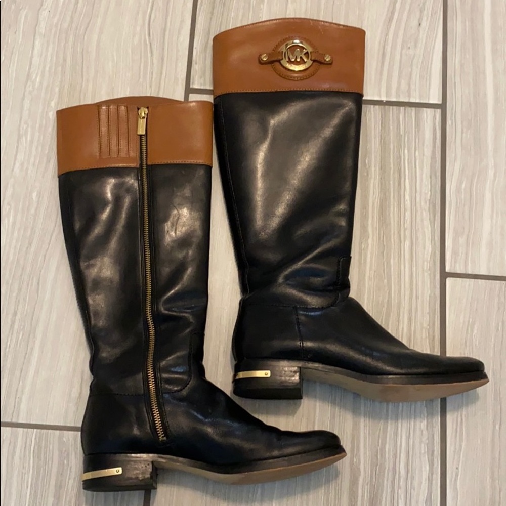 Michael Kors riding boot-2 tone with gold hardware